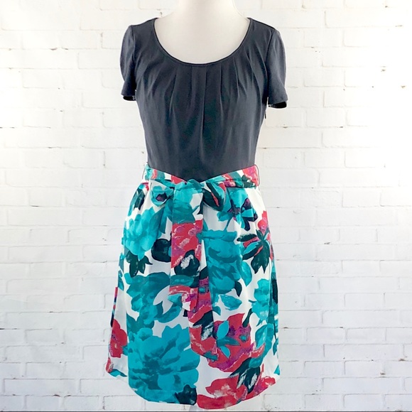The Limited Dresses & Skirts - 3/$19 The Limited Mixed Media Belted Floral Dress